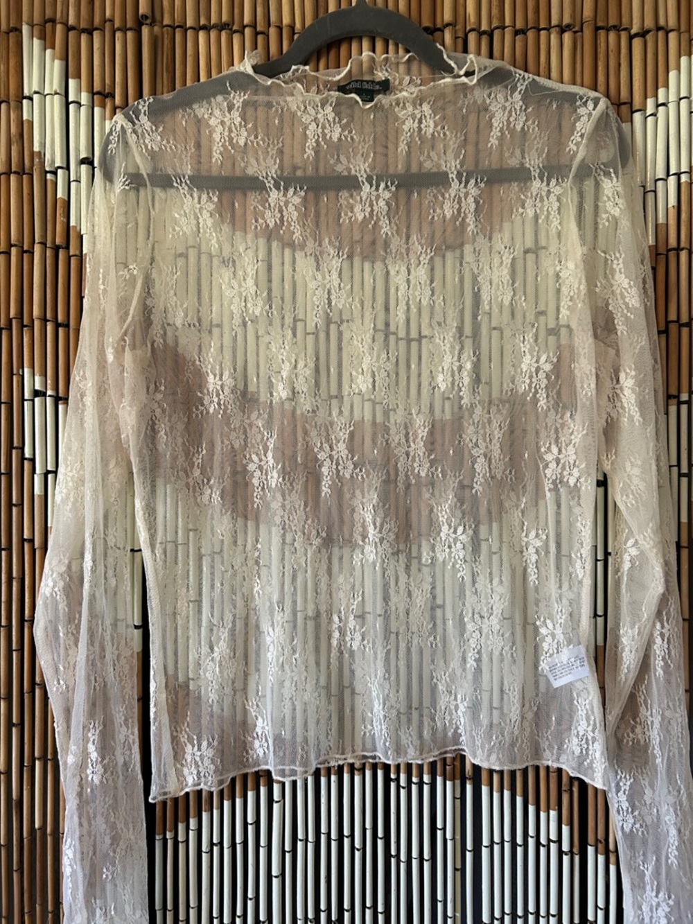 wild fable Ivory Sheer Floral Lace Top L